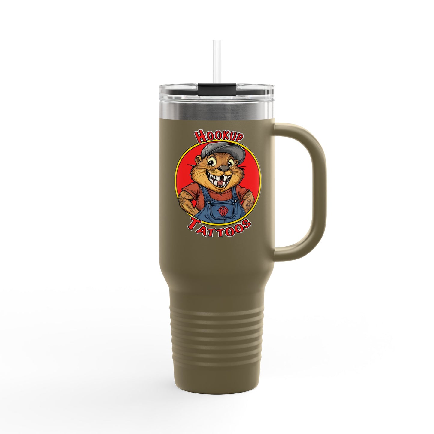 Travel Mug - Hookup Tattoos Dam Good Ink Beaver Design