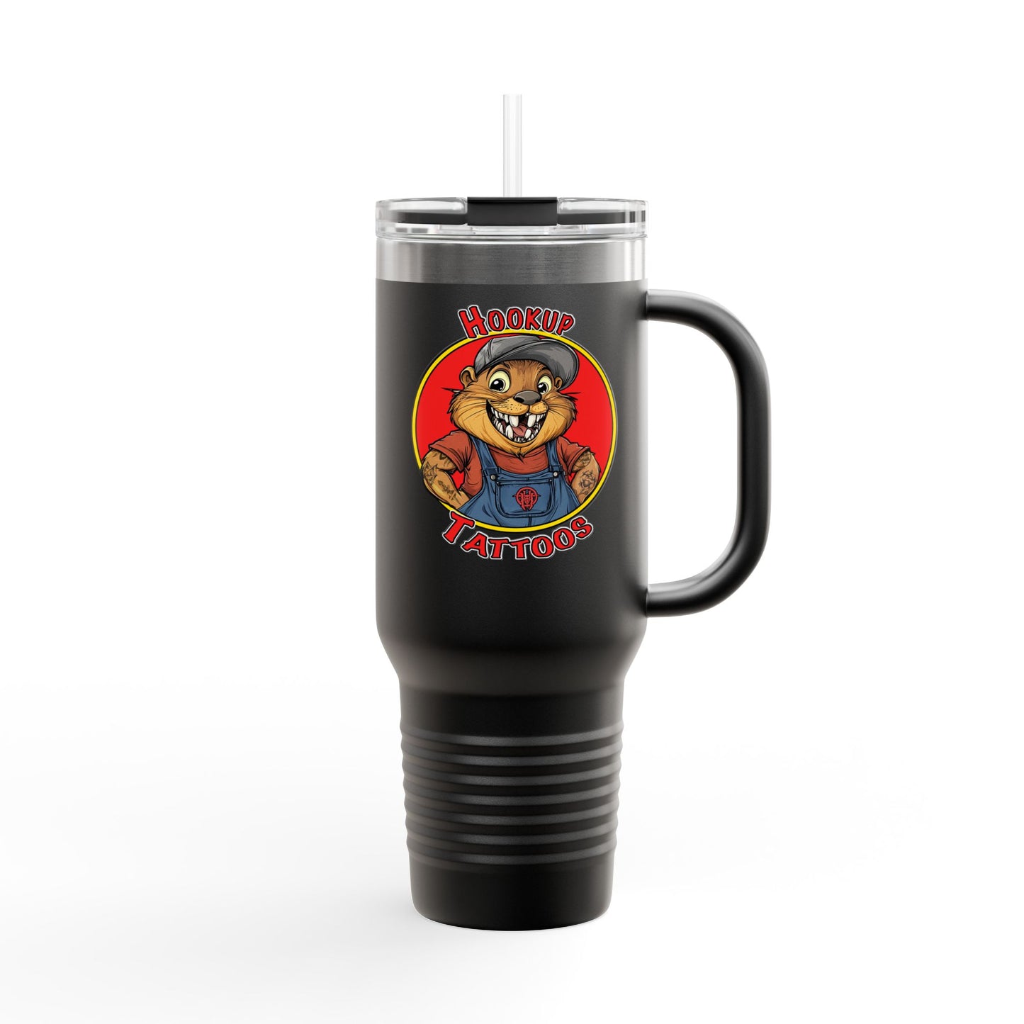 Travel Mug - Hookup Tattoos Dam Good Ink Beaver Design