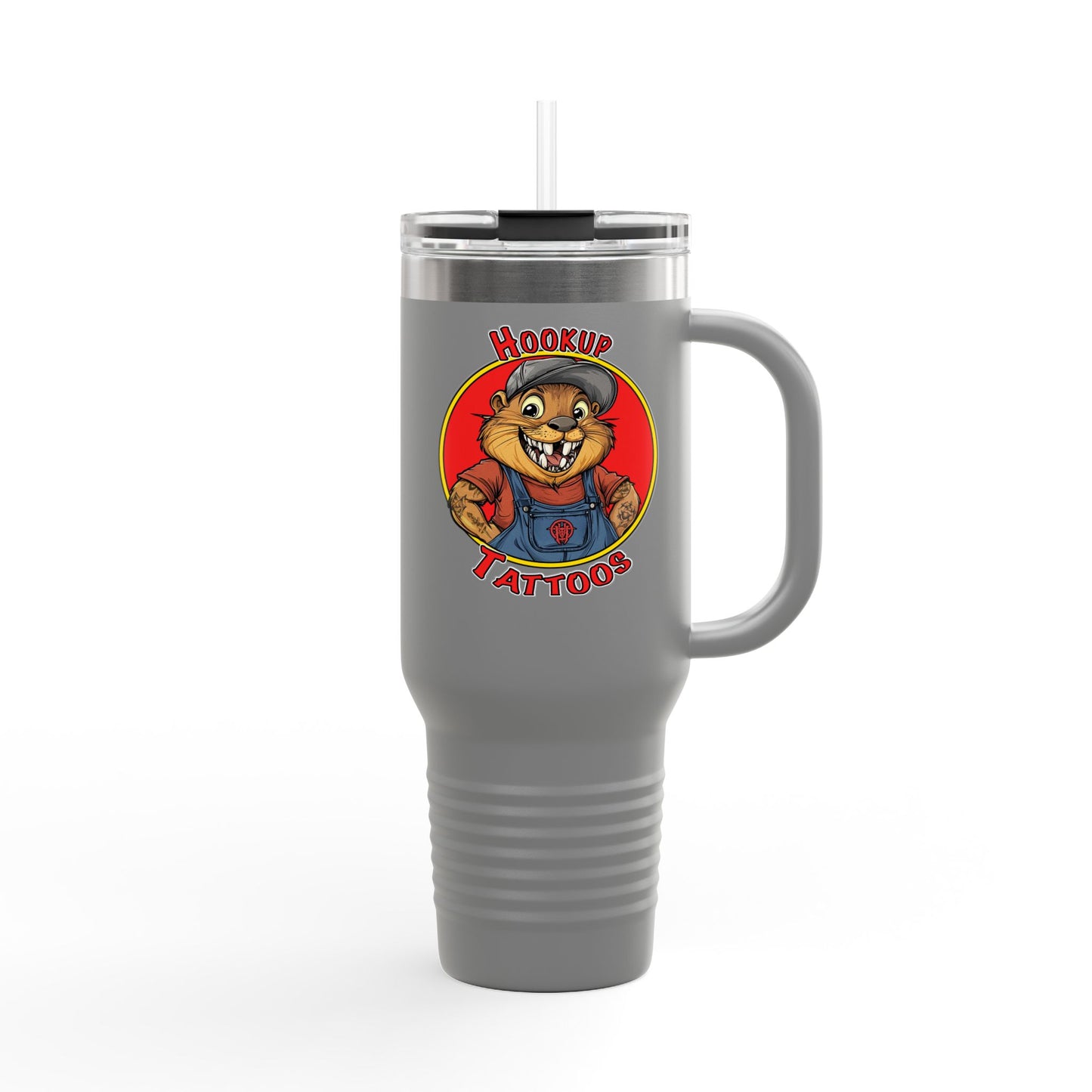 Travel Mug - Hookup Tattoos Dam Good Ink Beaver Design