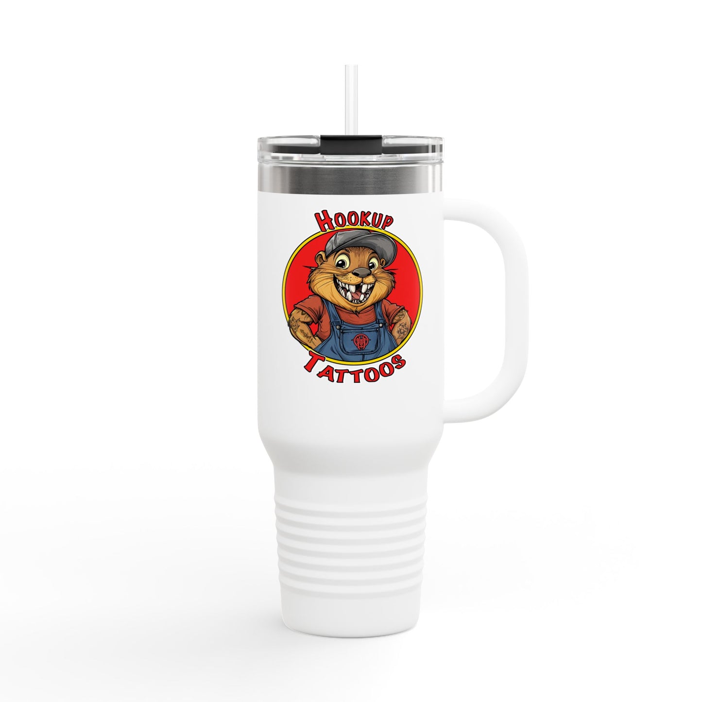 Travel Mug - Hookup Tattoos Dam Good Ink Beaver Design
