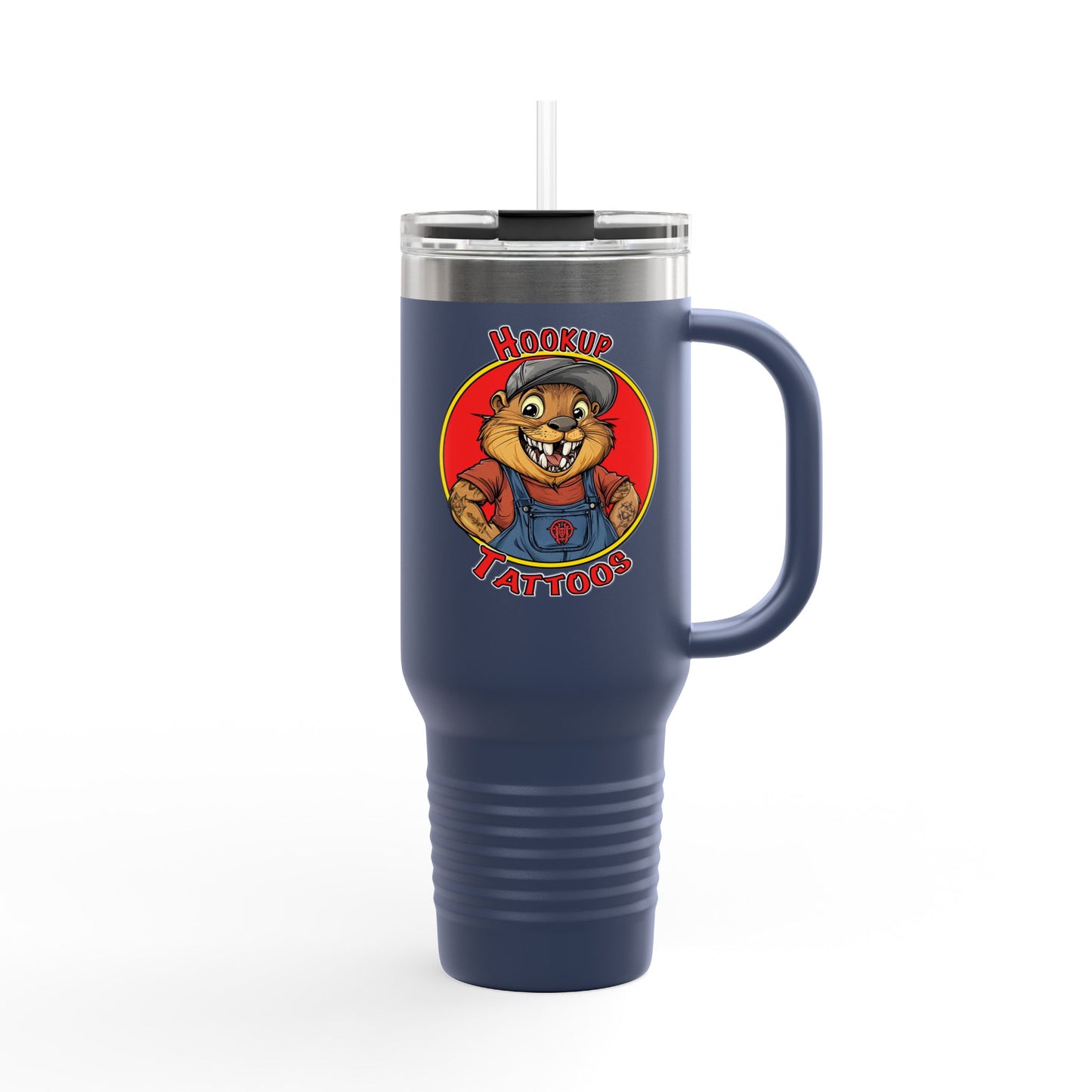 Travel Mug - Hookup Tattoos Dam Good Ink Beaver Design