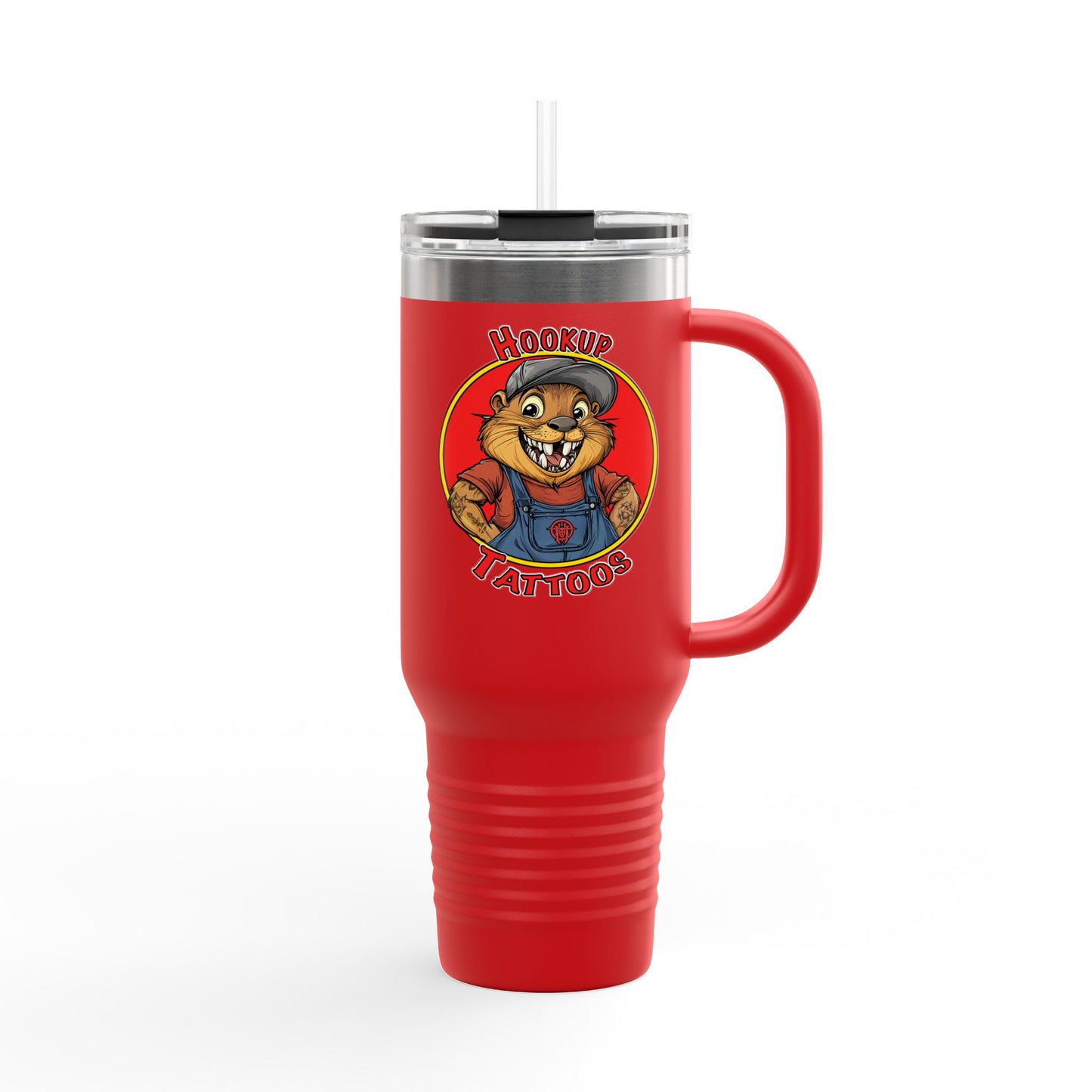 Travel Mug - Hookup Tattoos Dam Good Ink Beaver Design
