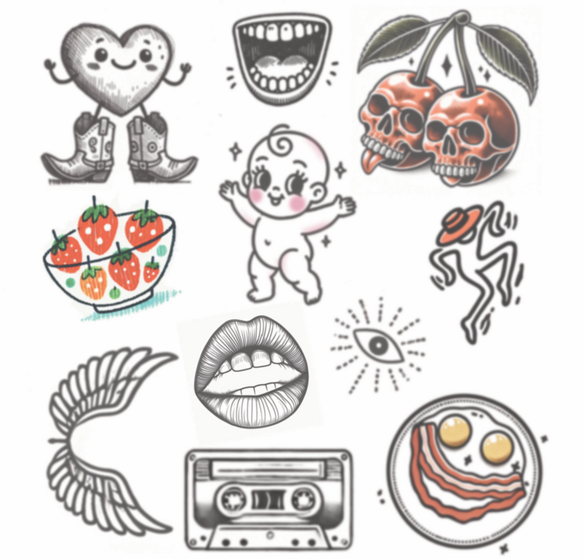 Urban Muse — colour temporary tattoo variety sheet by HookUp Tattoos
