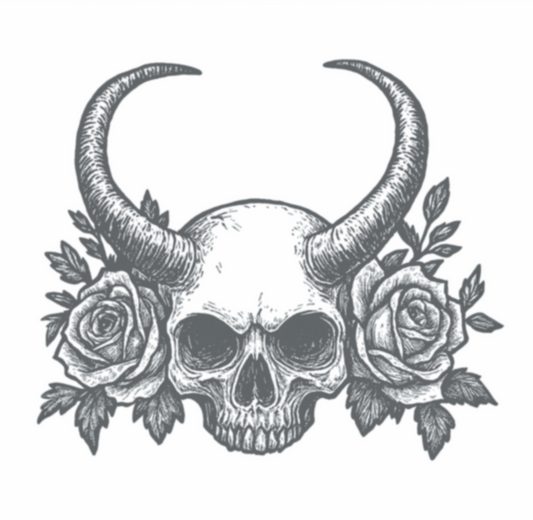 Demon 2 — black and grey realistic temporary tattoo sheet by HookUp Tattoos