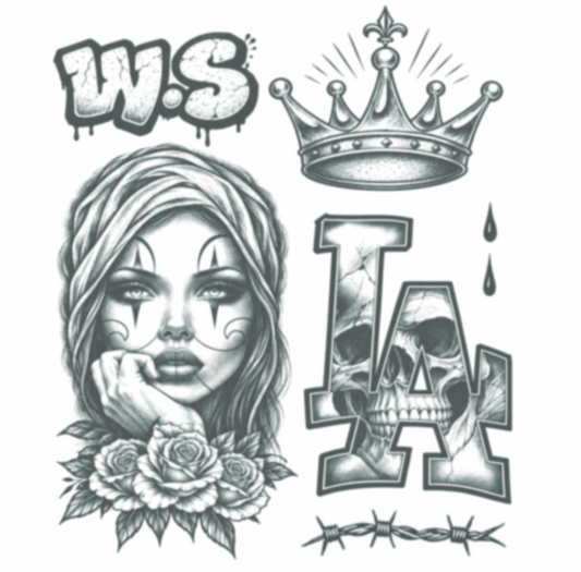 Gangster Character Pack 2 — black and grey temporary tattoo character pack by HookUp Tattoos